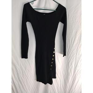 Love always black Rib knit Sweater dress size Medium With Side Buttons & Slit